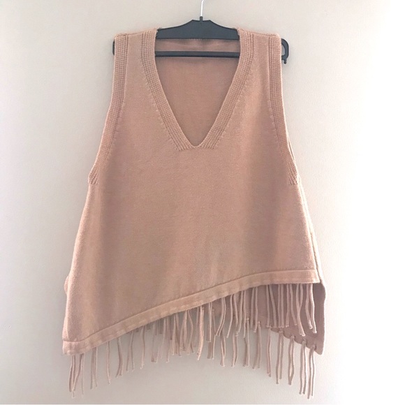 FRINGE KNIT VEST, super soft knit, size S/M, light pink/blush - Picture 2 of 9